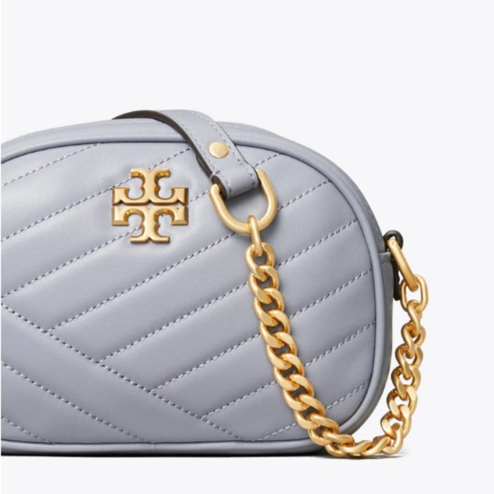 💙 NEW Tory Burch Blue Kira Chevron Camera Crossbody Bag